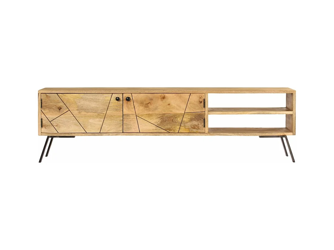 Meuble TV Bois de manguier massif 140x30x40 cm