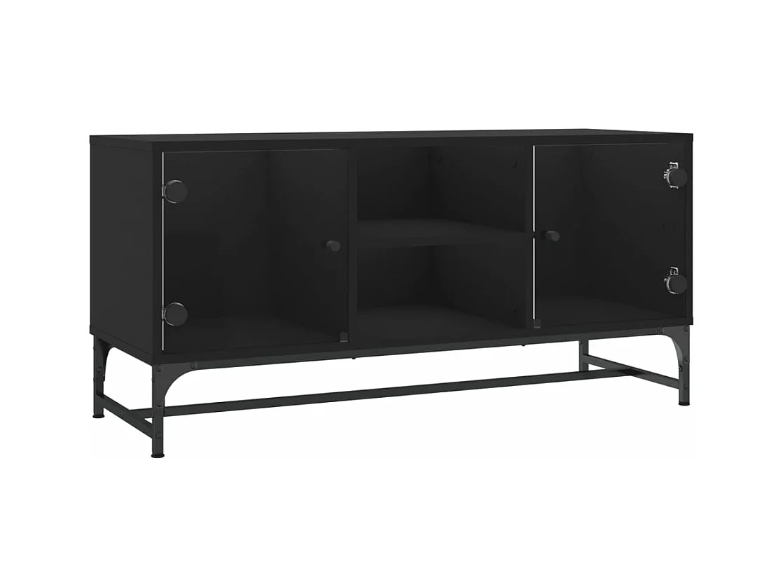 Meuble TV avec portes en verre noir 102x37x50 cm