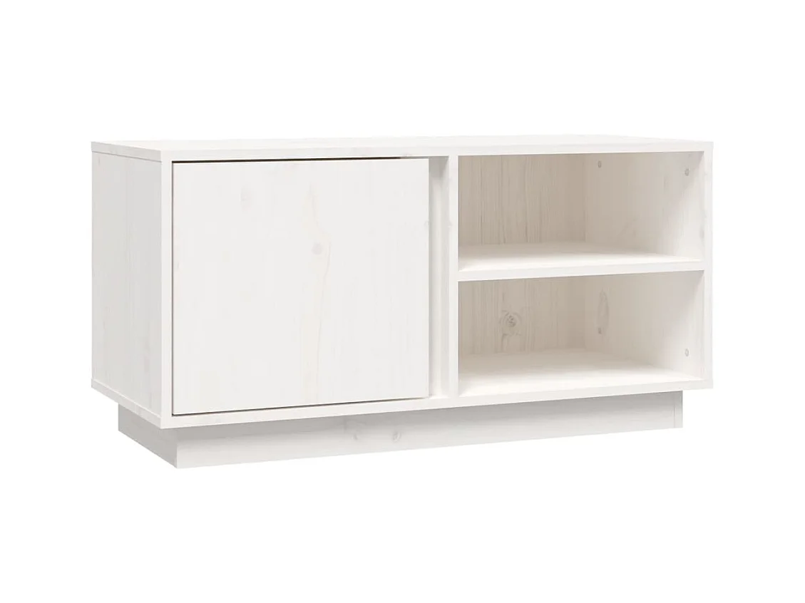 Meuble TV Blanc 80x35x40,5 cm Bois de pin massif