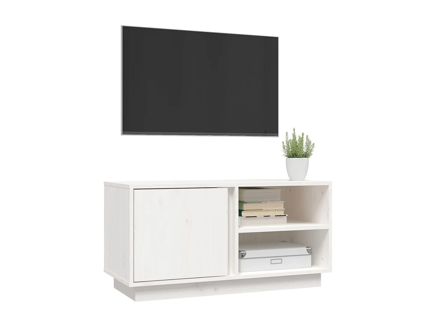 Móvel de TV 80x35x40,5 cm madeira de pinho maciça branco