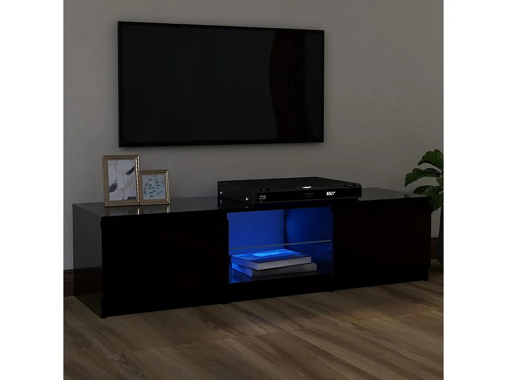 Meuble TV avec lumières LED Noir 120x30x35,5 cm