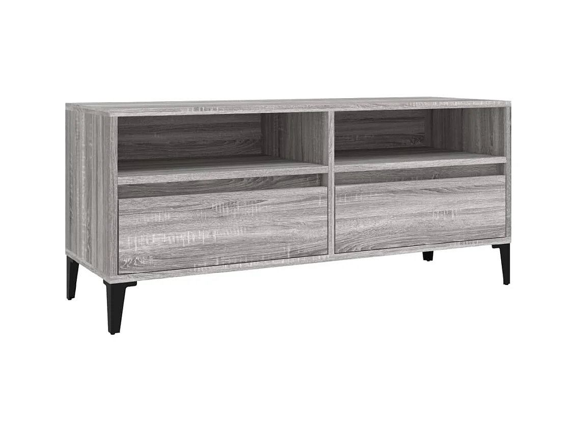Meuble TV sonoma gris 100x34,5x44,5 cm bois d'ingénierie