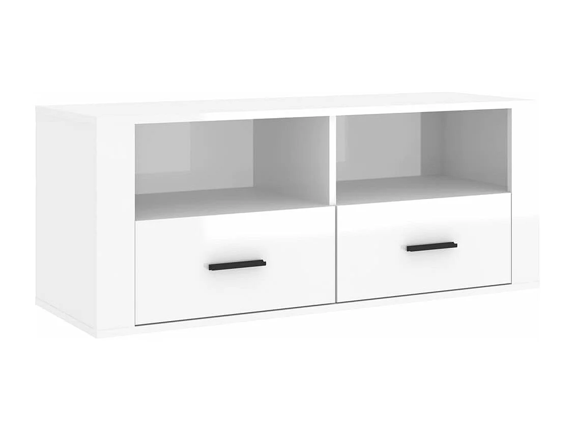 Tv-meubel 100x35x40 cm bewerkt hout hoogglans wit