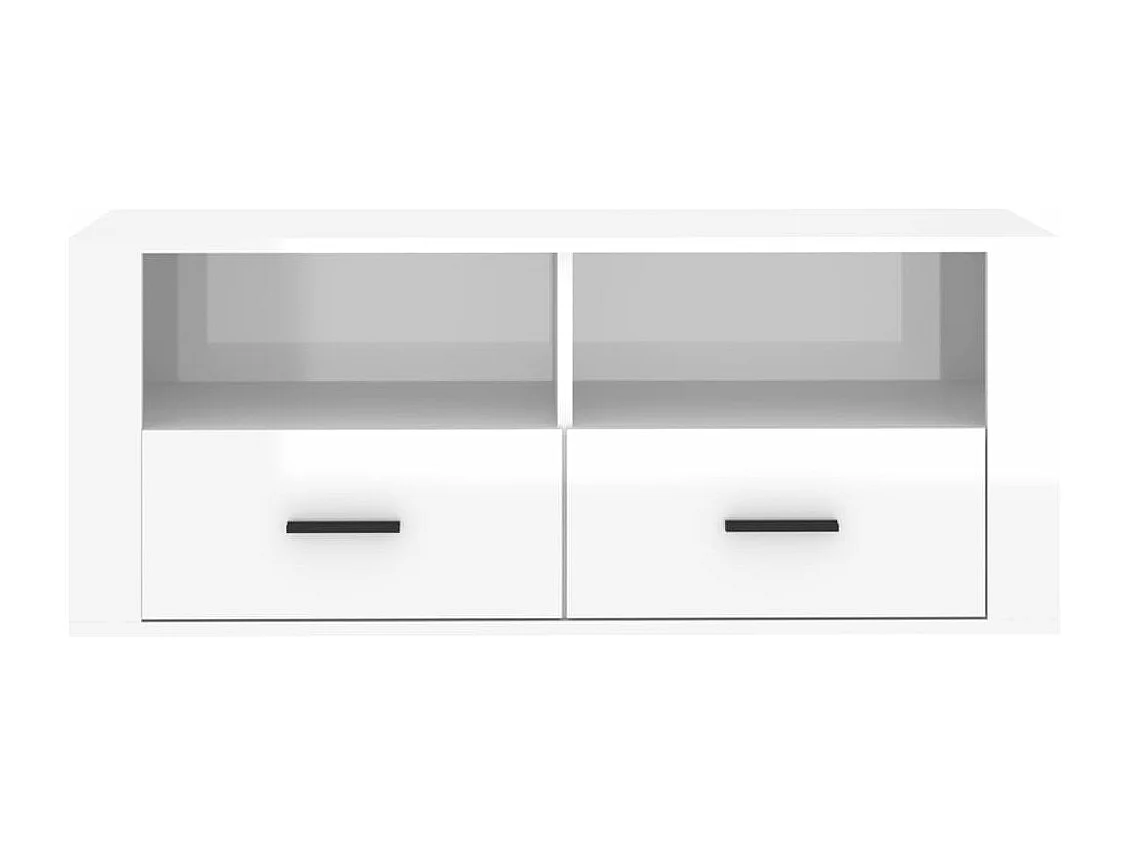Tv-meubel 100x35x40 cm bewerkt hout hoogglans wit