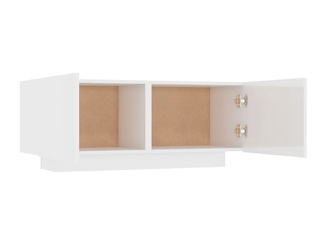 Mueble de TV madera contrachapada blanco brillo 100x35x40 cm