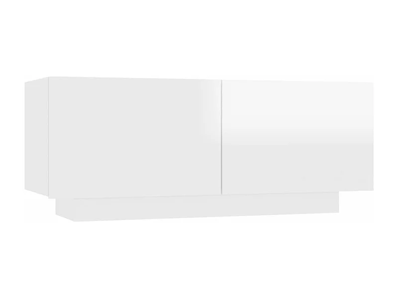 Mueble de TV madera contrachapada blanco brillo 100x35x40 cm