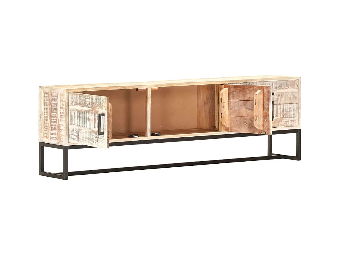 Meuble TV Blanc 140 x 30 x 45 cm Bois d'acacia massif