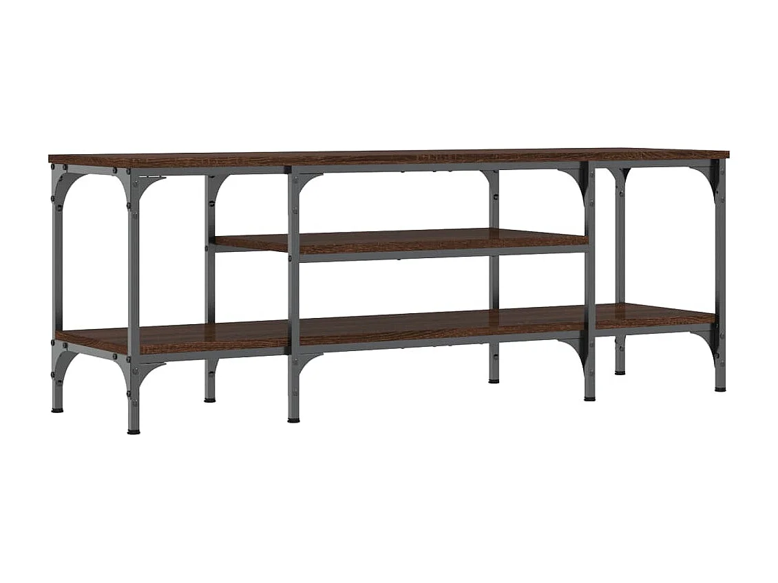 Meuble TV chêne marron 121x35x45 cm bois d'ingénierie et fer