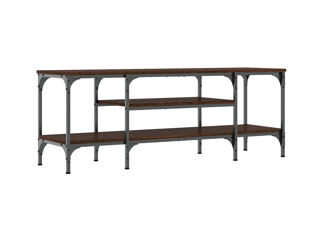 Meuble TV chêne marron 121x35x45 cm bois d'ingénierie et fer