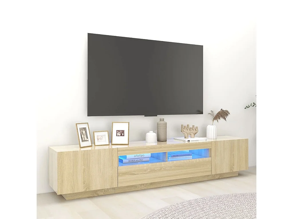 Tv-meubel met LED-verlichting 200x35x40 cm sonoma eikenkleurig