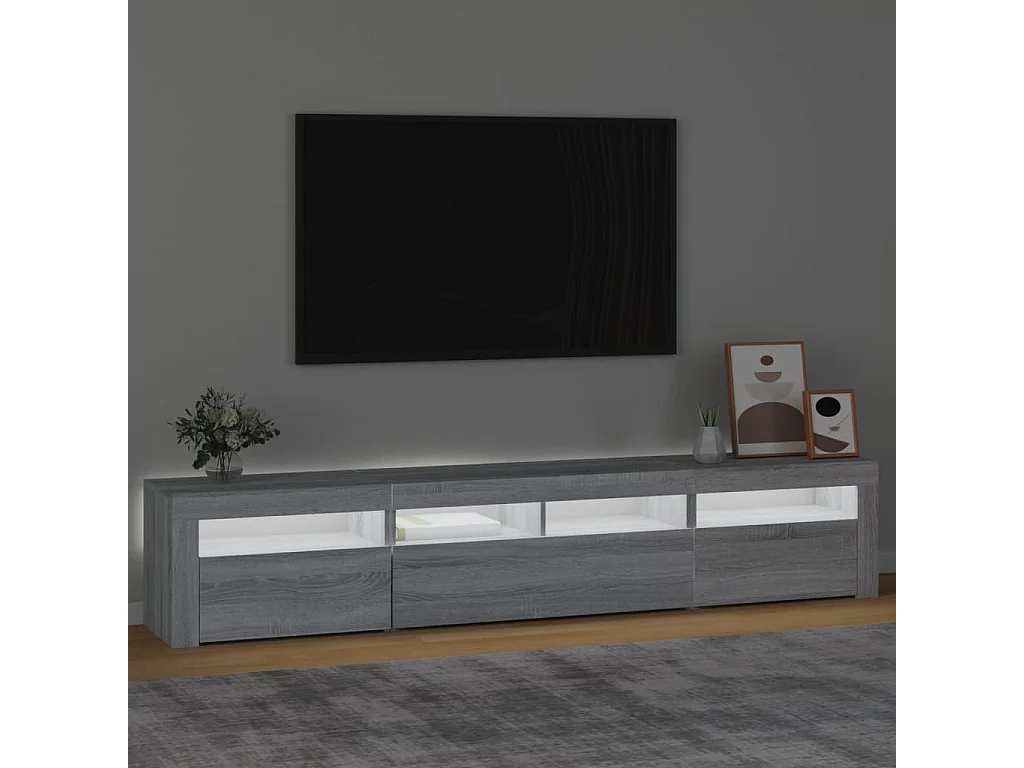 Tv-meubel met LED-verlichting 210x35x40 cm grijs sonoma eiken