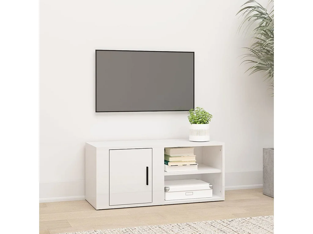 Meuble TV Blanc brillant 80x31,5x36 cm Bois d'ingénierie