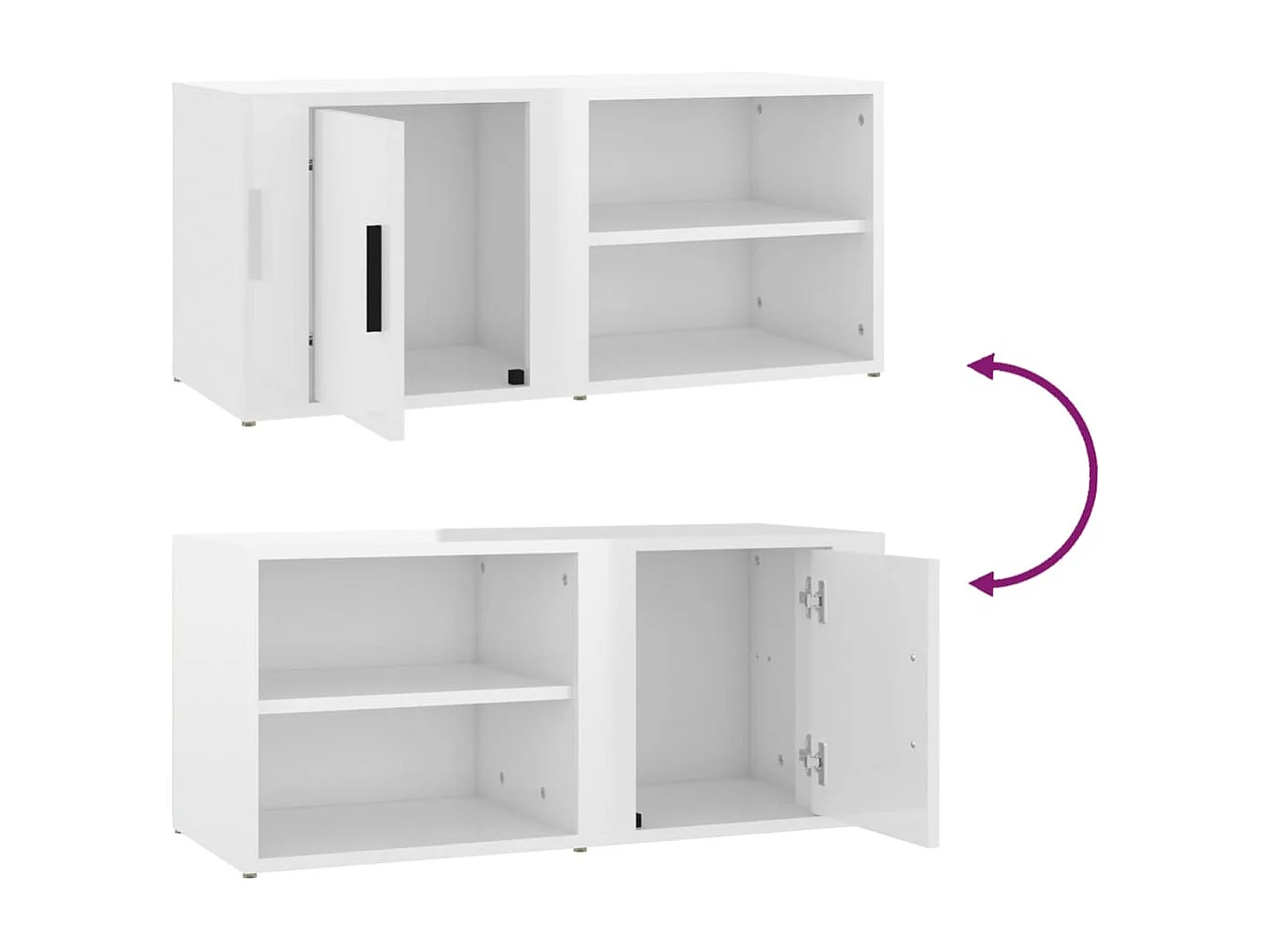 Meuble TV Blanc brillant 80x31,5x36 cm Bois d'ingénierie