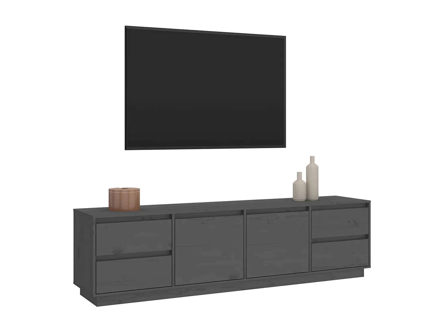 Meuble TV Gris 176x37x47,5 cm Bois de pin massif