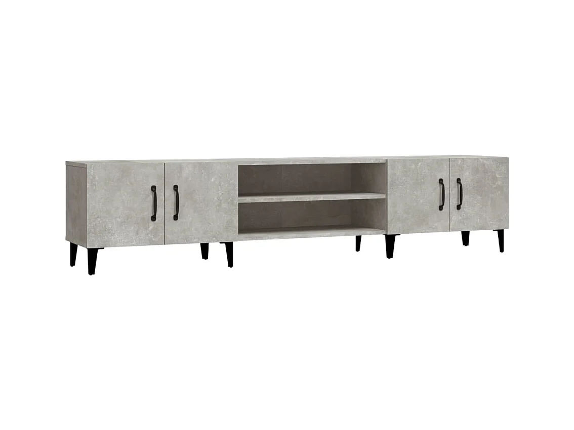 Meuble TV gris béton 180x31,5x40 cm bois d'ingénierie