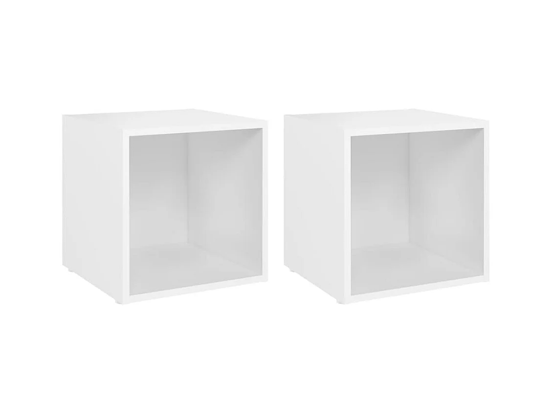 Meubles TV 2 pièces Blanc 37x35x37 cm Aggloméré