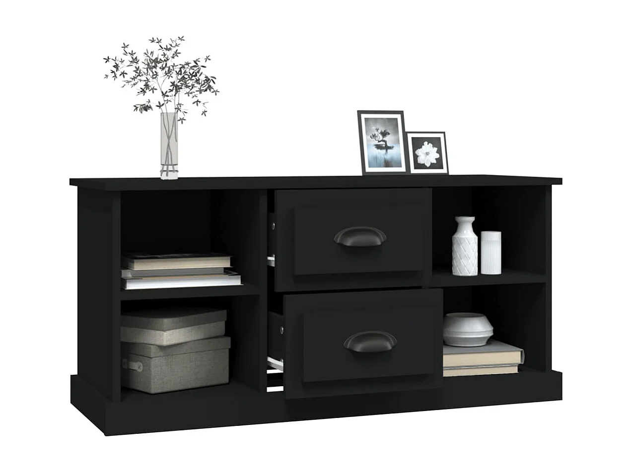 Meuble TV noir 99,5x35,5x48 cm bois d'ingénierie