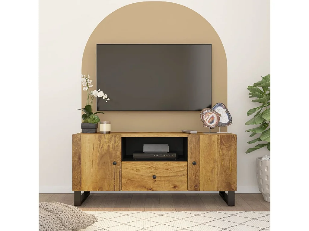 Meuble TV 105x33,5x46 cm bois de manguier et d'ingénierie