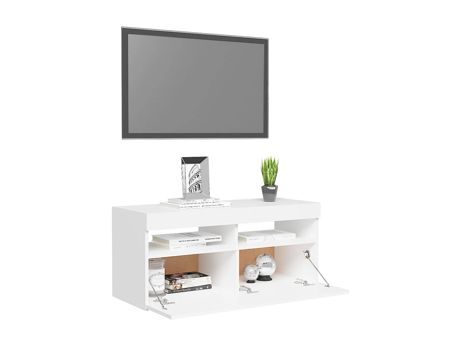 Meuble TV avec lumières LED blanc 90x35x40 cm