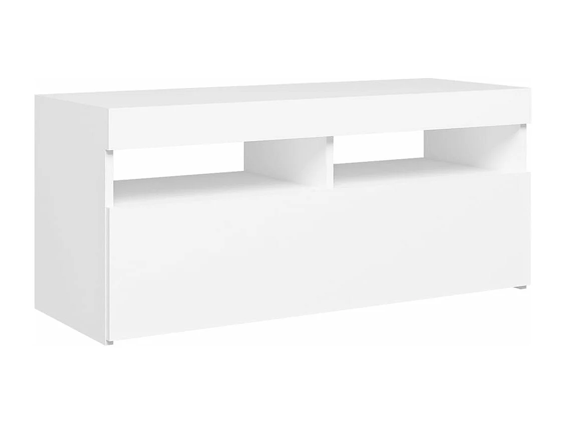 Meuble TV avec lumières LED blanc 90x35x40 cm