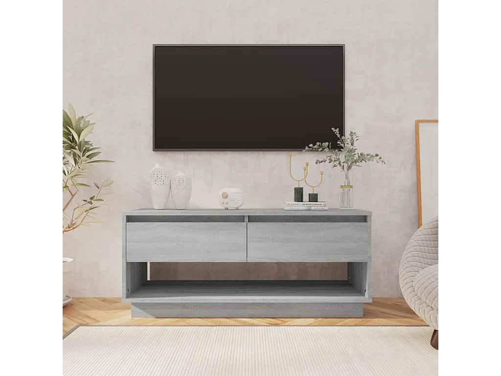 Tv-meubel 102x41x44 cm bewerkt hout grijs sonoma eikenkleurig