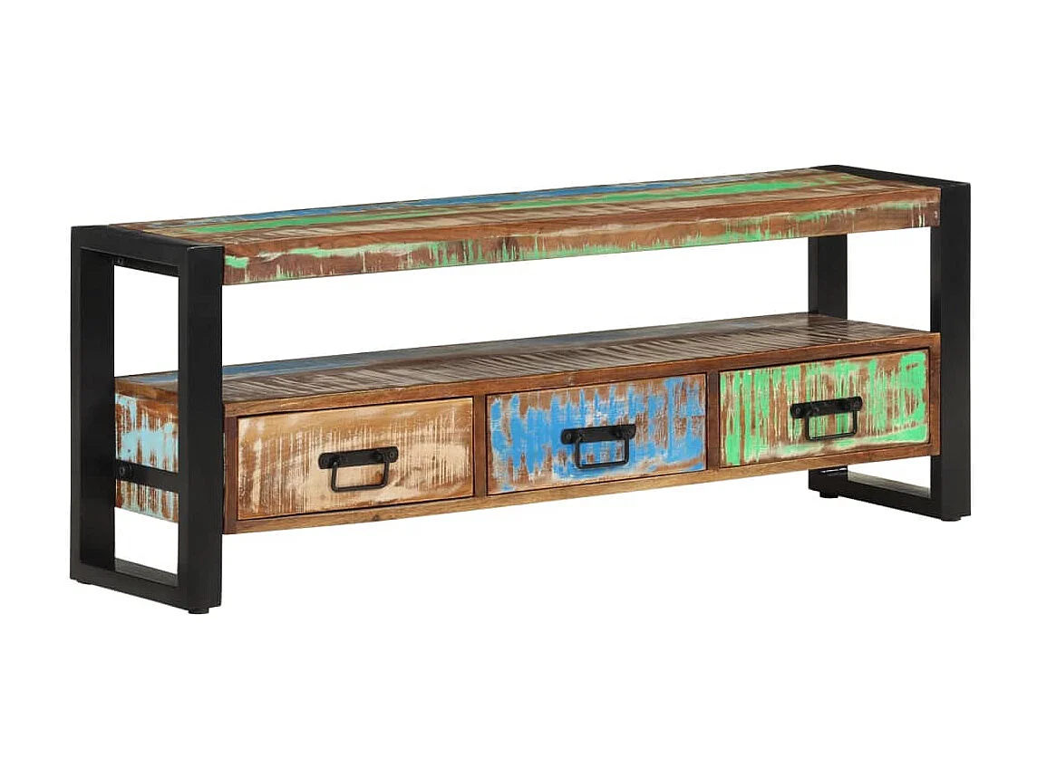 Mueble de TV madera maciza reciclada 120x30x45 cm