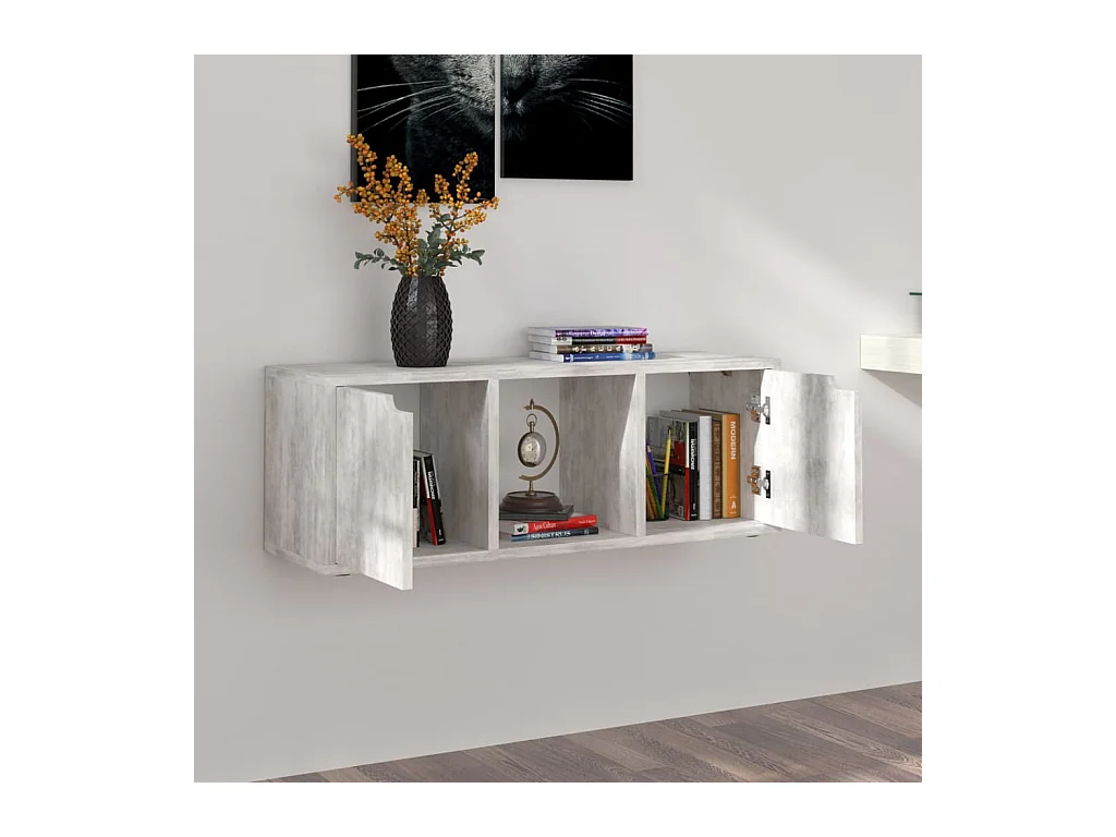 Meuble TV Béton 88,5x27,5x30,5 cm Aggloméré