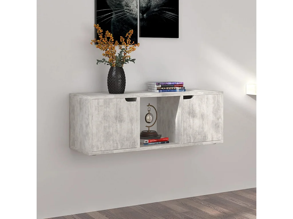 Meuble TV Béton 88,5x27,5x30,5 cm Aggloméré