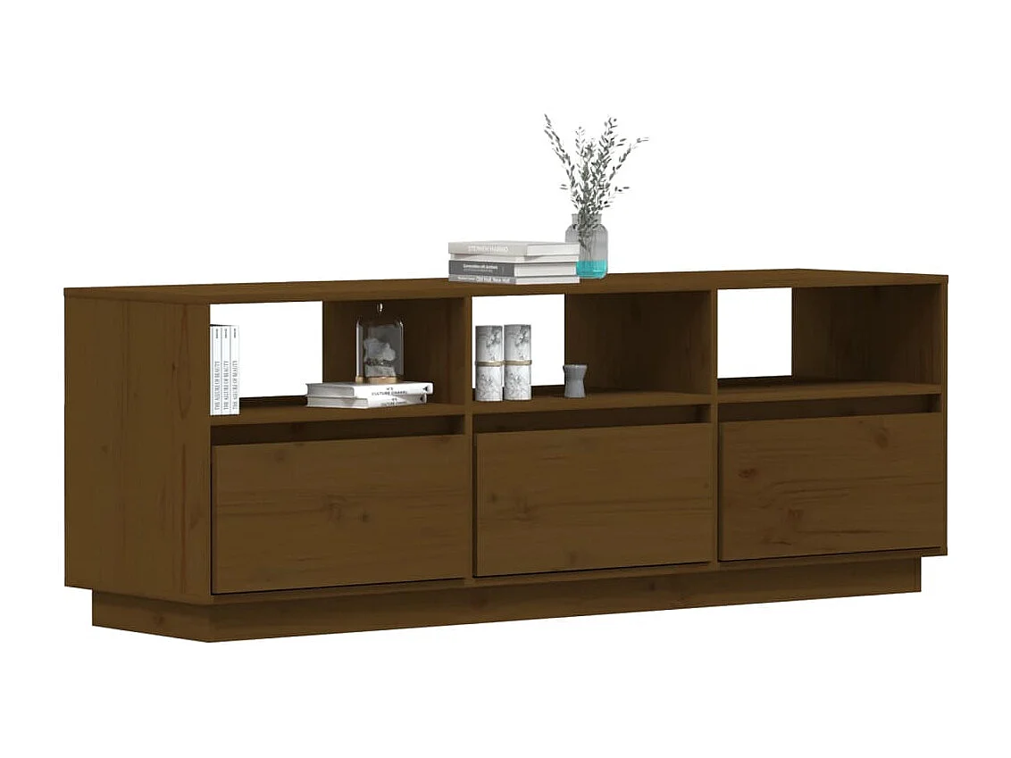 Meuble TV Marron miel 140x37x50 cm Bois de pin massif