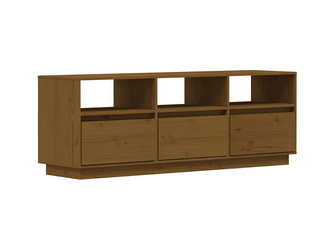 Meuble TV Marron miel 140x37x50 cm Bois de pin massif