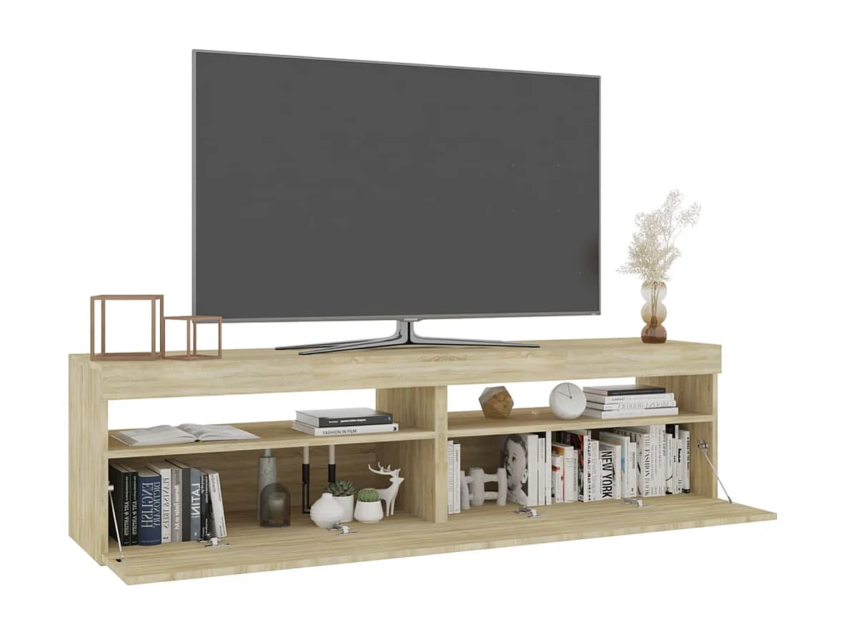 Meubles TV 2 pièces avec lumières LED Chêne sonoma 75x35x40 cm