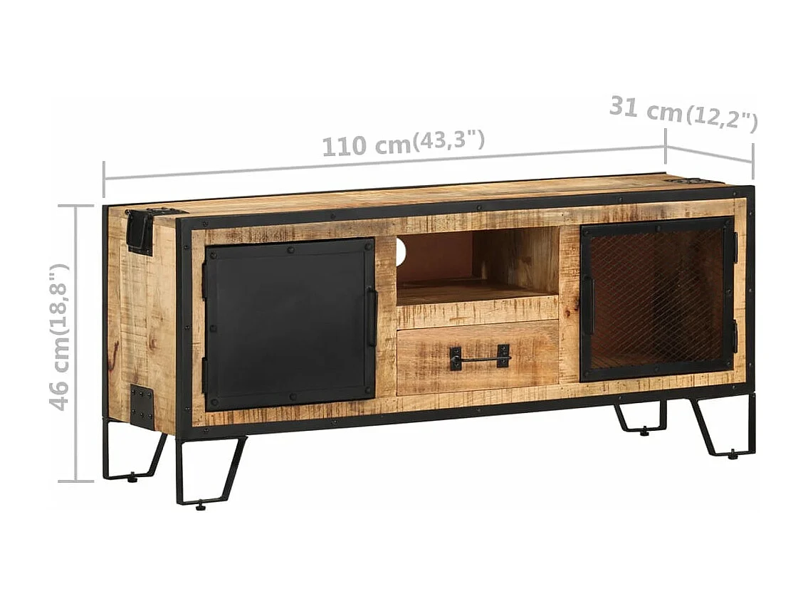 Móvel de TV 110x31x46 cm madeira de mangueira áspera
