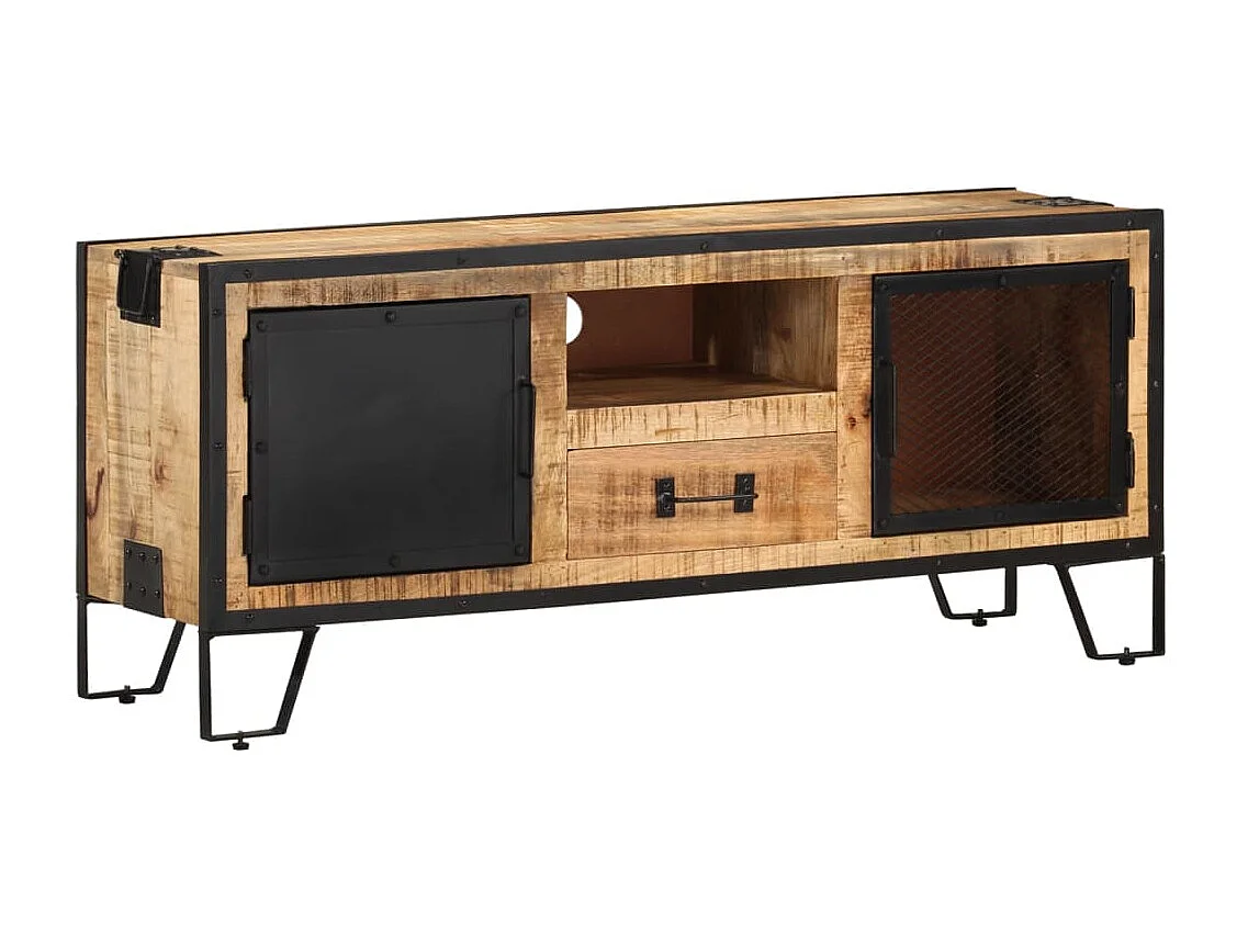 Mueble para TV de madera maciza de mango rugosa 110x31x46 cm