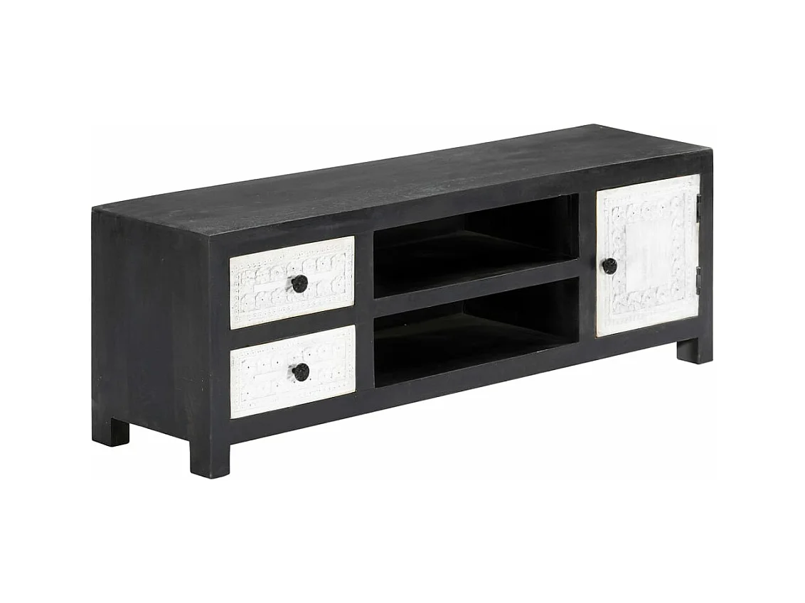 Móvel TV esculpido à mão 120x30x40 cm mangueira cinzento/branco