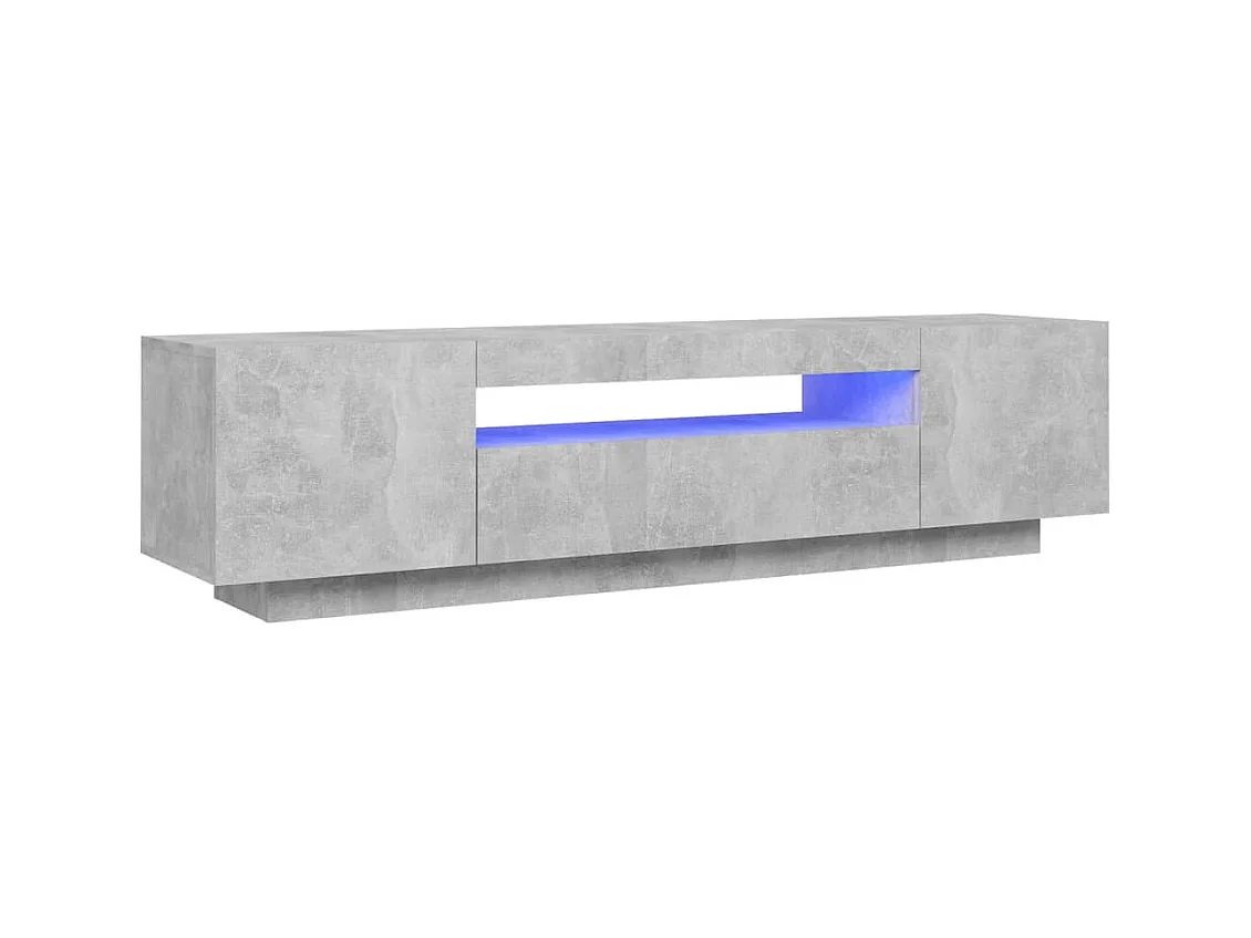 Meuble TV avec lumières LED gris béton 160x35x40 cm