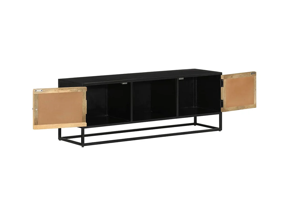 Mueble de TV madera maciza de mango y hierro 110x30x40 cm
