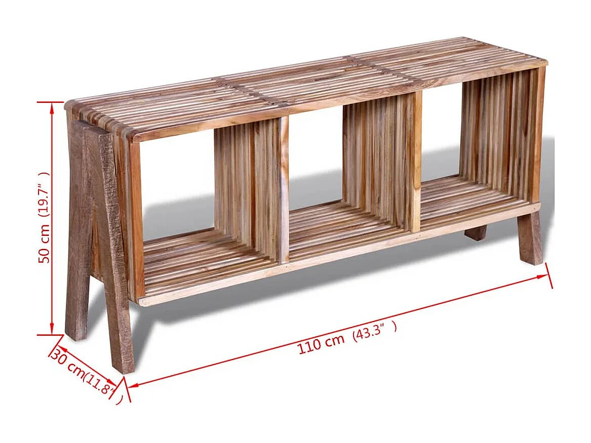 Tv-meubel met 3 compartimenten stapelbaar gerecycled teak