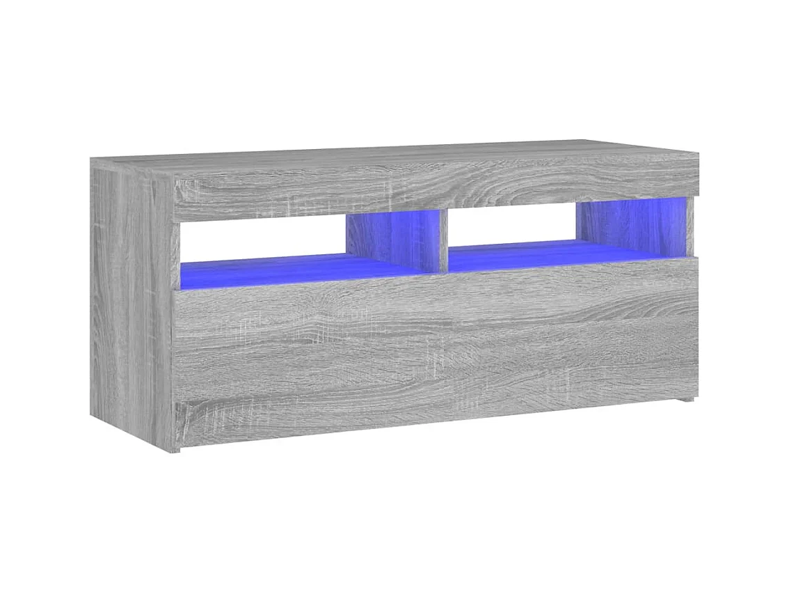 Meuble TV avec lumières LED Sonoma gris 90x35x40 cm
