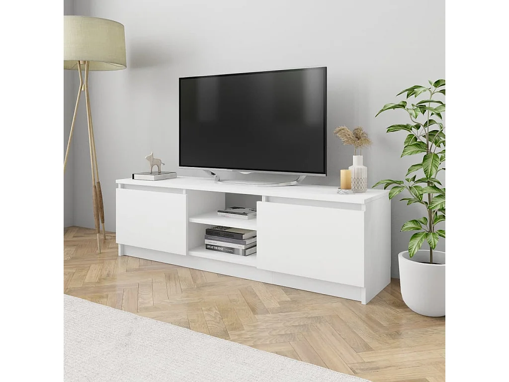 Mueble para TV madera contrachapada blanco 120x30x35,5 cm