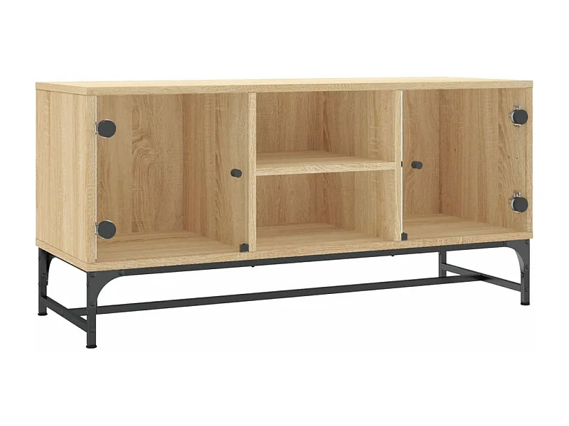 Meuble TV avec portes en verre chêne sonoma 102x37x50 cm