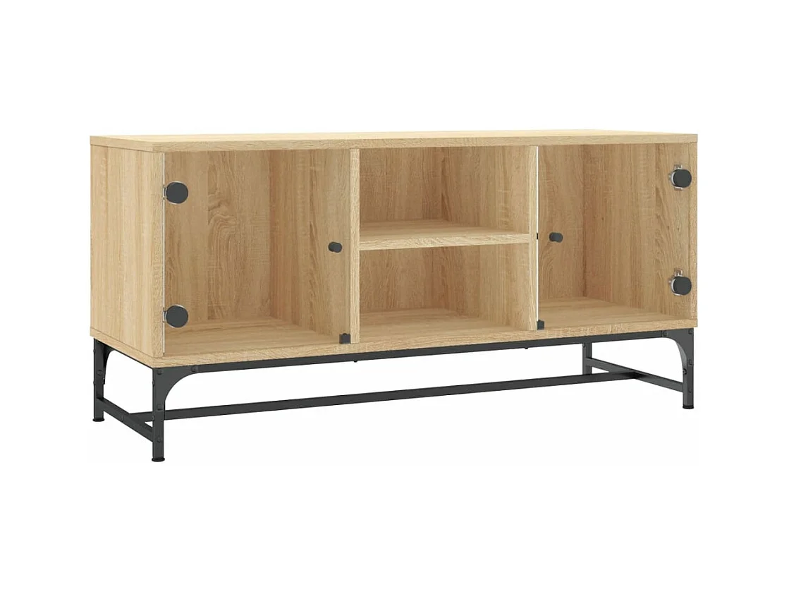 Meuble TV avec portes en verre chêne sonoma 102x37x50 cm