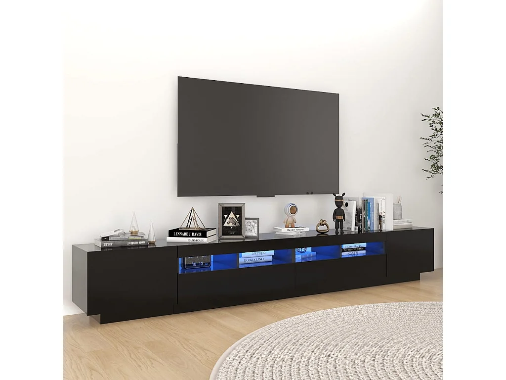 Tv-meubel met LED-verlichting 260x35x40 cm zwart