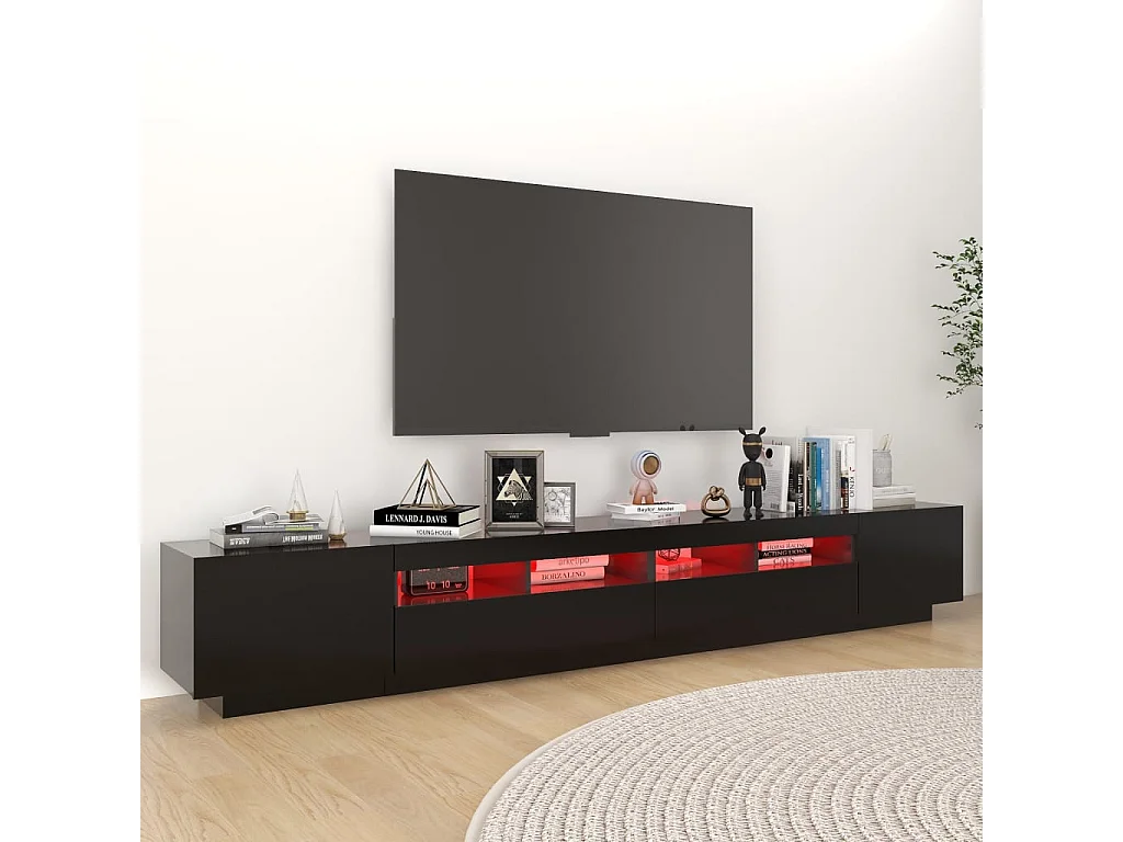 Tv-meubel met LED-verlichting 260x35x40 cm zwart