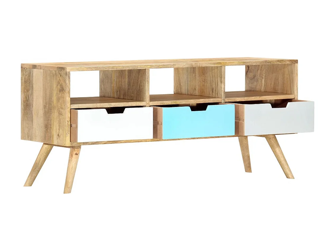 Meuble TV 110x35x48 cm Bois de manguier massif