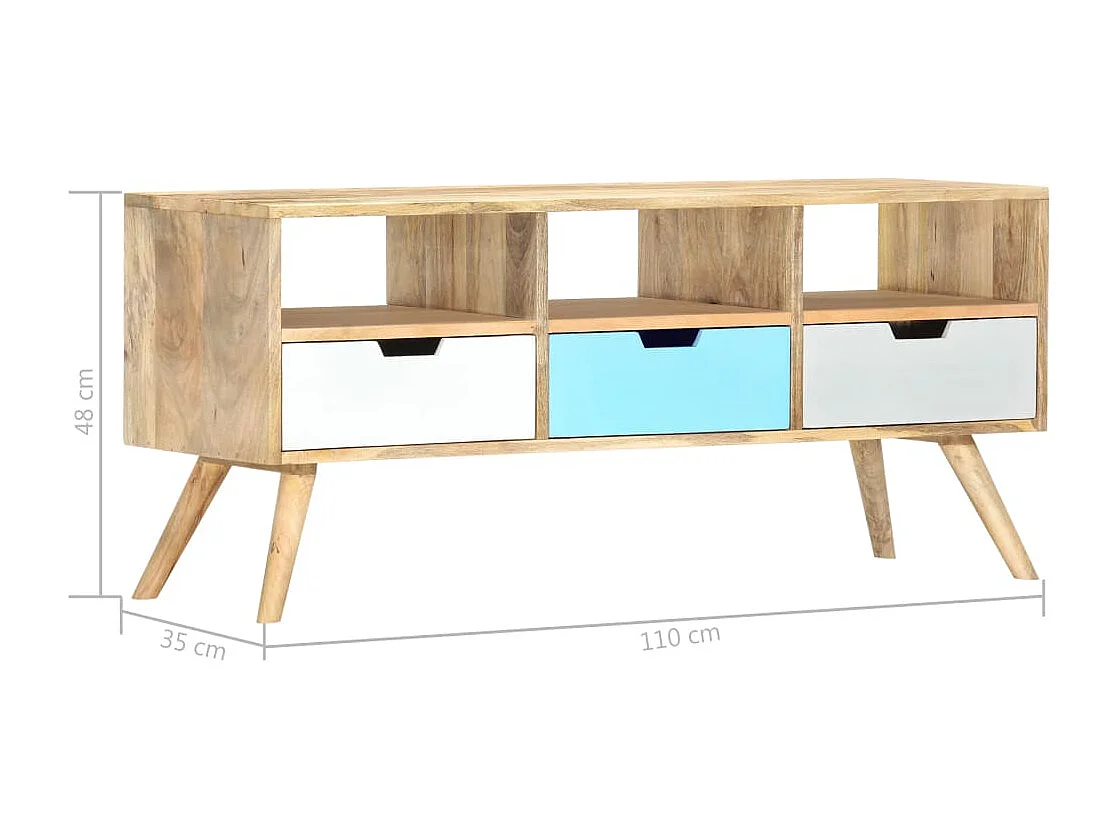 Meuble TV 110x35x48 cm Bois de manguier massif