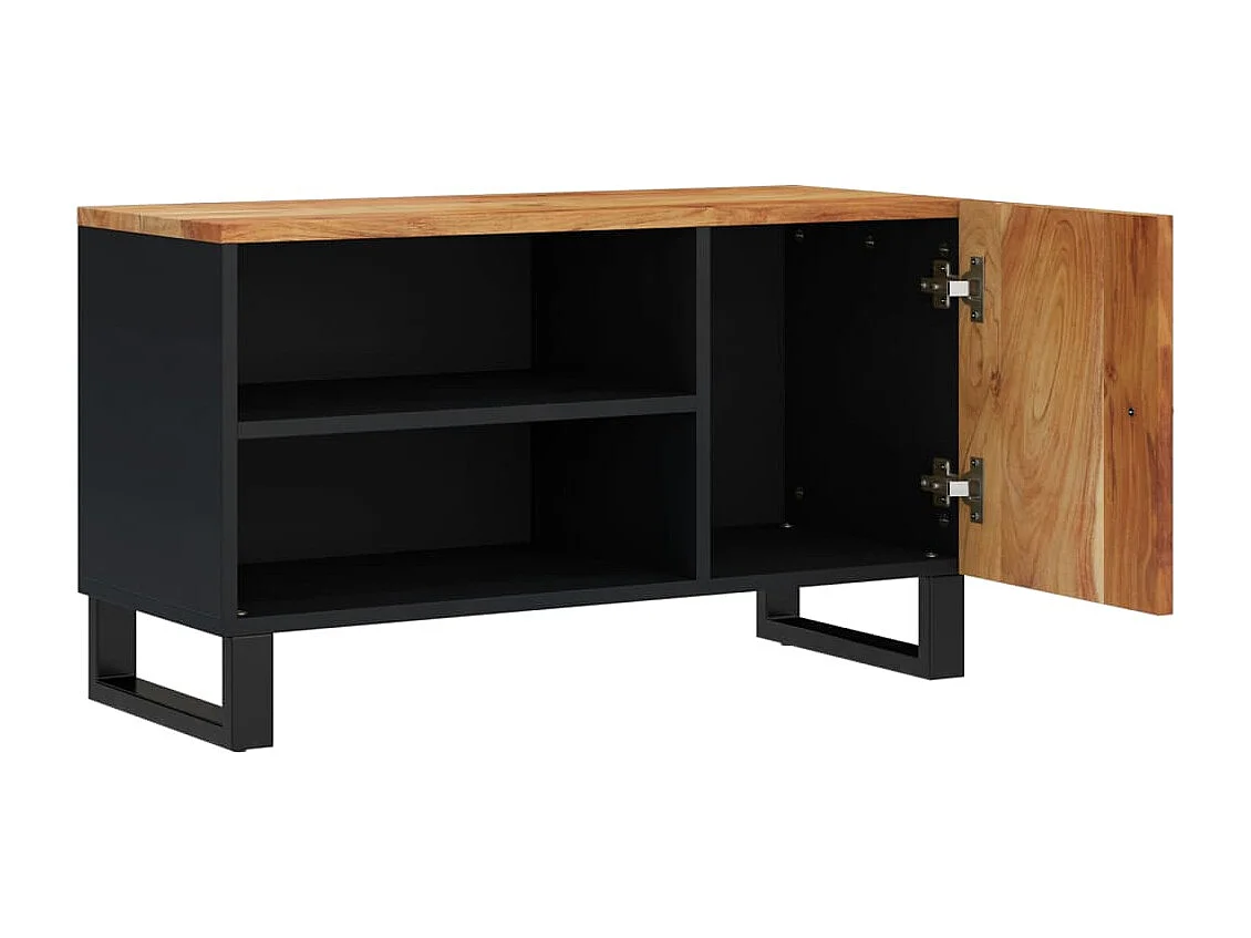 Meuble TV 80x33x46 cm bois d'acacia solide et d'ingénierie