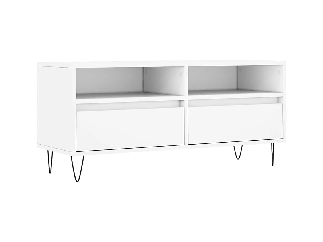 Meuble TV blanc 100x34,5x44,5 cm bois d'ingénierie