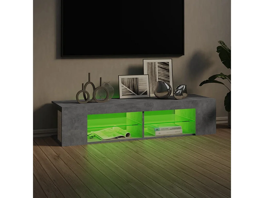 Mueble de TV con luces LED gris hormigón 135x39x30 cm