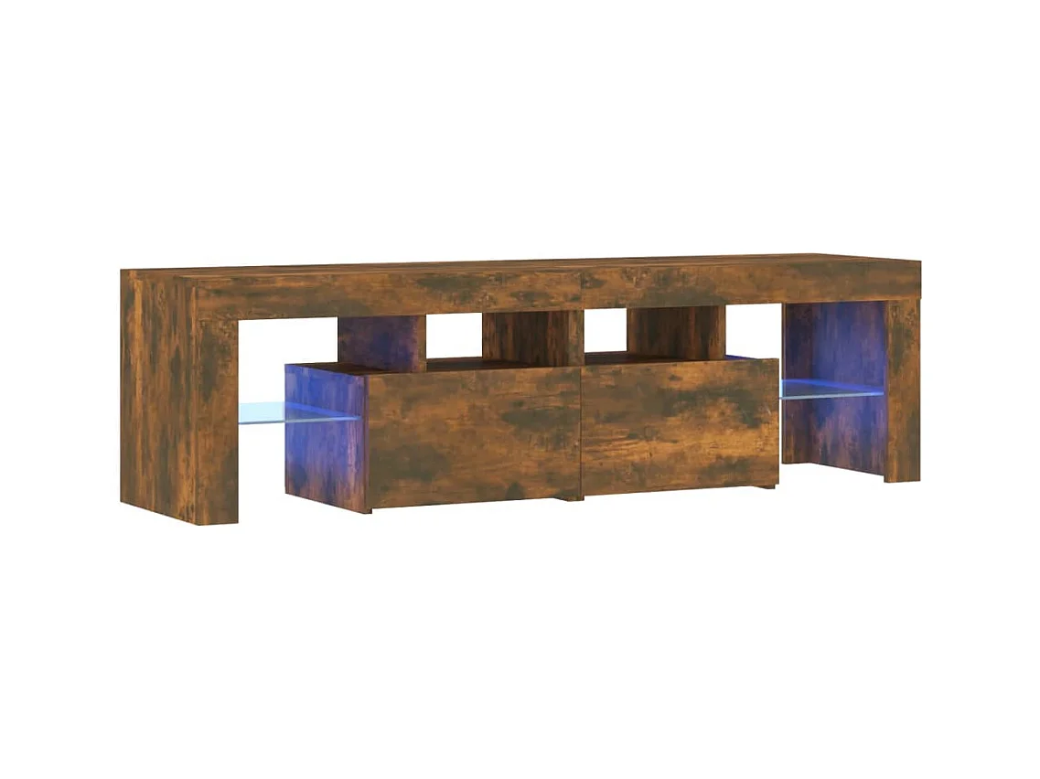 Meuble TV avec lumières LED Chêne fumé 140x36,5x40 cm