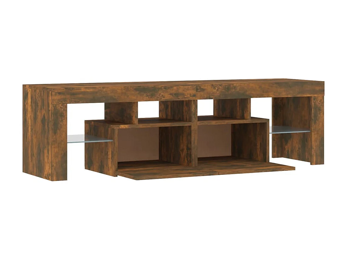 Meuble TV avec lumières LED Chêne fumé 140x36,5x40 cm